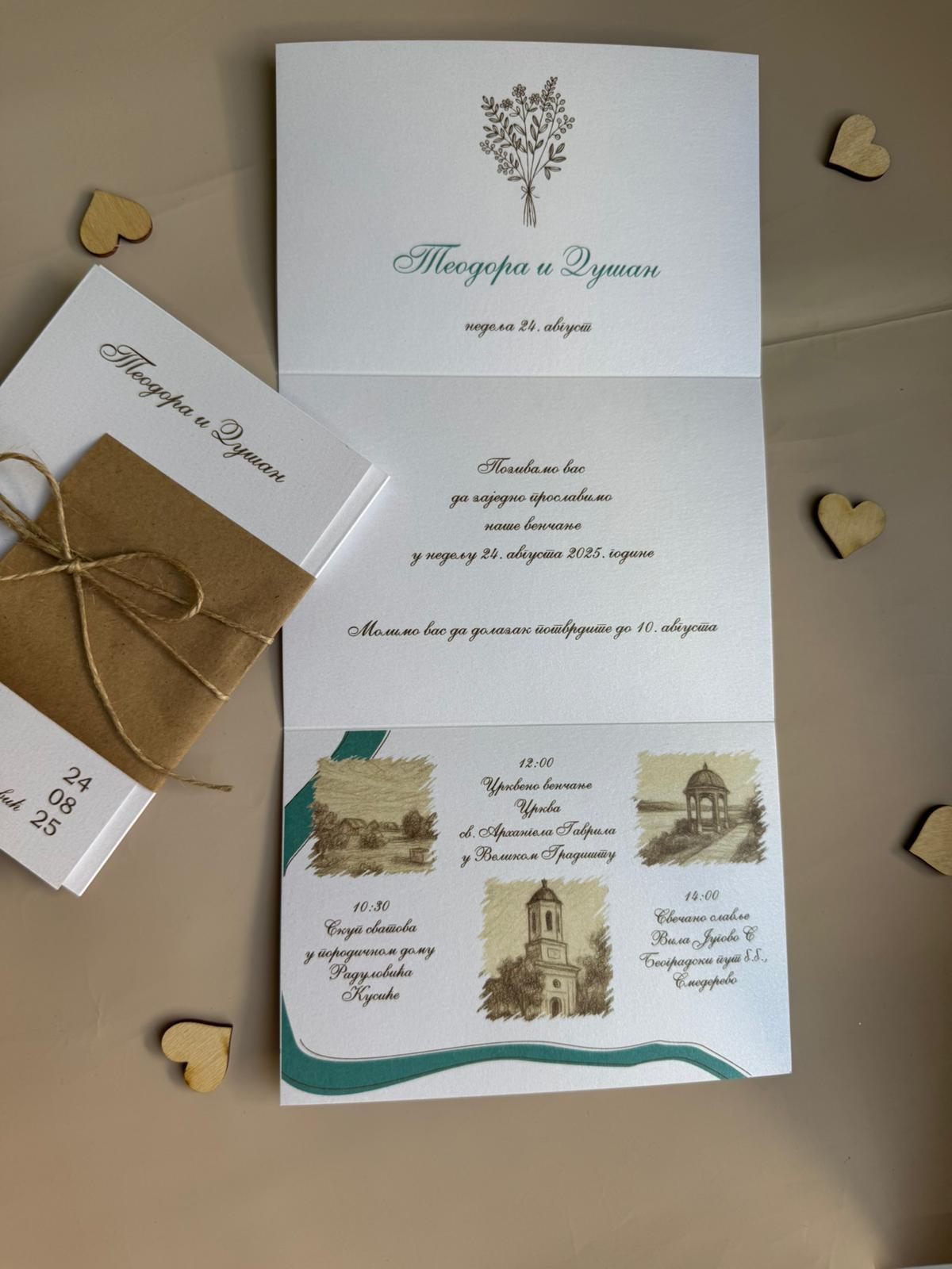 Pozivnica sa rustičnim boho detaljima