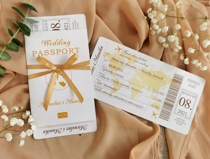 Passport pozivnica u krem šampanj nijansi